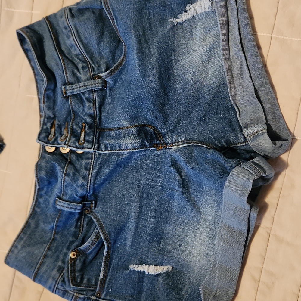 Stretchy high rise Jean shorts